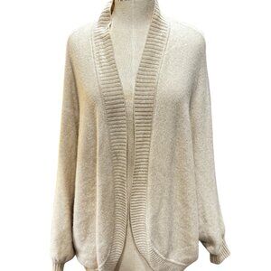 St. John Women’s Cream Wool-Blend Open Front Cardigan – Size XL